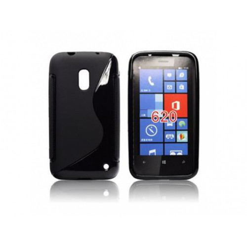 PUZDRO NOKIA 620 LUMIA SILICON VZOR S ČIERNE
