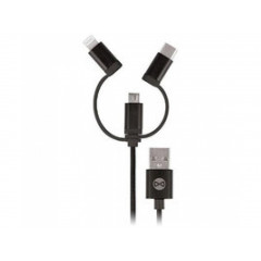 Forever Dátový kábel 3v1 Micro USB+Lightning+USB C čierny