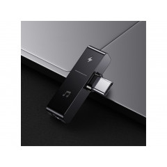 USAMS SJ386 Type-C+3.5mm Dobíjací & Audio Adapter čierny (EU Blister)