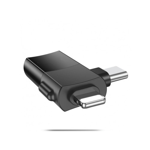 HOCO OTG adaptér typu C (samec) / Lightning (samec) na USB A (samica) 2v1 UA17 čierny