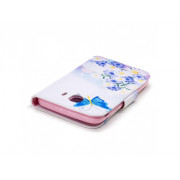 Púzdro Litchi book Samsung Galaxy J4 2018 modrý motýľ Púzdro Litchi book Samsung Galaxy J4 2018 modrý motýľ