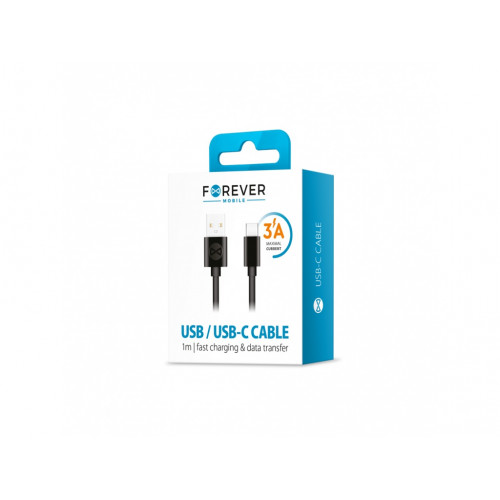 Forever Nabíjací Kábel USB - USB-C 1,0 m 3A čierny Forever Nabíjací Kábel USB - USB-C 1,0 m 3A čierny