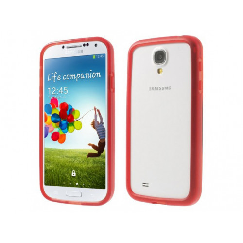 Bumper Clear pre Samsung i9500 S4 červený Bumper Clear pre Samsung i9500 S4 červený