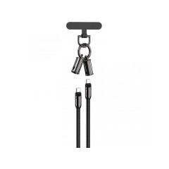 Devia kábel lanyard 2v1 PD USB-C - USB-C 1,2 m 60W čierny