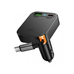 Autonabíjačka Hoco s káblom 2 x USB C + USB A QC PD 65W NZ18 čierny