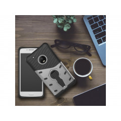 TPU Hybridné púzdro so stojančekom pre Motorola Moto G5 Plus (2017) strieborné