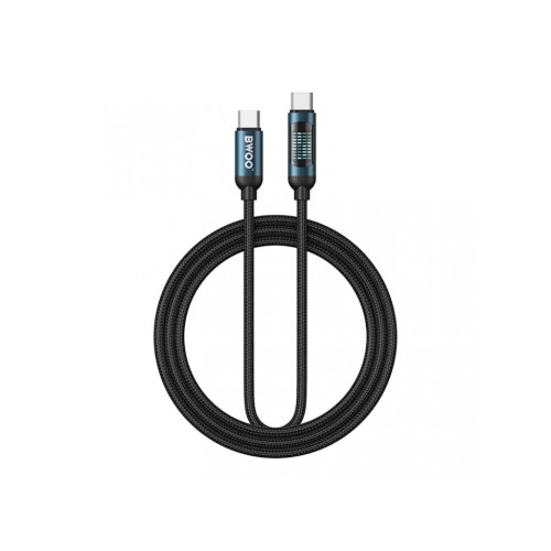 Nabíjací kábel BWOO USB-C - USB-C 1m 60W s LED displejom čierny