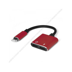 iPhone Dual Lightning Audio & Charge Adaptér - Red