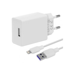 Obal:Me Cestovní Nabíječka USB-A 10W + USB-A/Lightning Kabel 1m biely