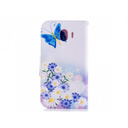 Púzdro Litchi book Samsung Galaxy J4 2018 modrý motýľ Púzdro Litchi book Samsung Galaxy J4 2018 modrý motýľ