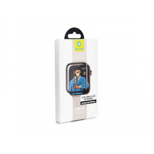 5D Mr. Monkey Ochranné tvrdené sklo Apple Watch 4 44MM čierne (Hot Bending)