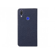 Ľanový Knižkový obal Xiaomi Redmi 7, Y3 tmavo modrý
