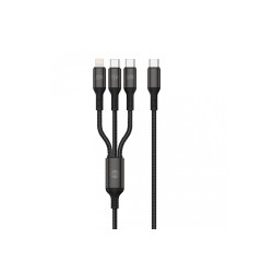 Forever 3in1 kábel USB-C - Lightning + 2x USB-C 1,2 m 60W čierny