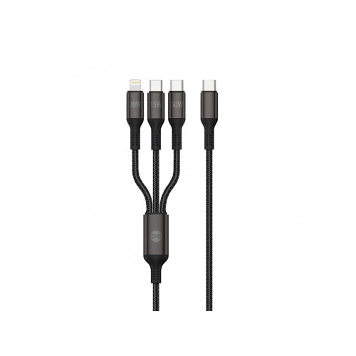 Forever 3in1 kábel USB-C - Lightning + 2x USB-C 1,2 m 60W čierny Forever 3in1 kábel USB-C - Lightning + 2x USB-C 1,2 m 60W čierny