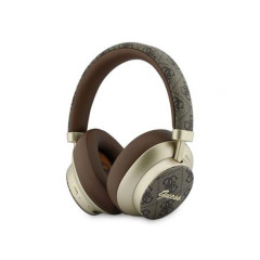 Guess PU 4G Gold Script Metal Logo ENC Bezdrátová Sluchátka Brown