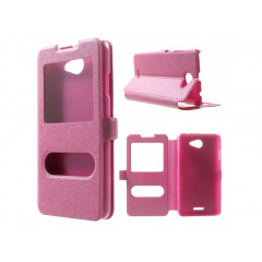Púzdro book Dual Windows pre HTC Desire 516 D516w Dual Sim Magnetický ružový